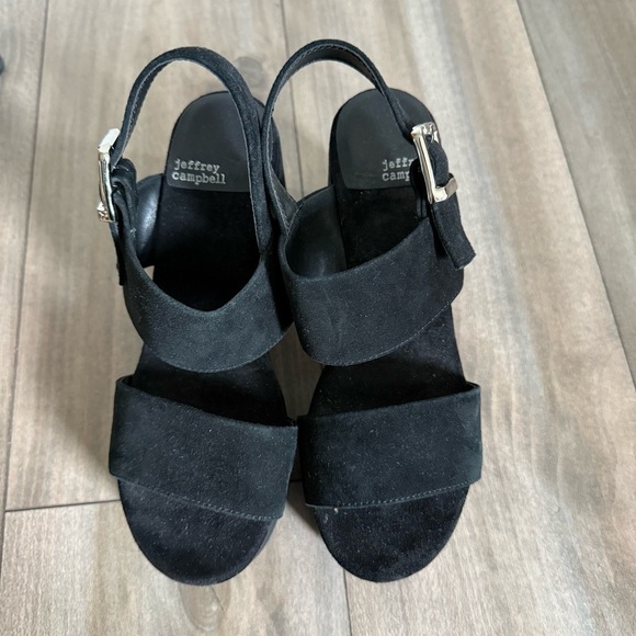 JEFFREY CAMPBELL Moody Platform Sandal black suede size 7 - Picture 5 of 5